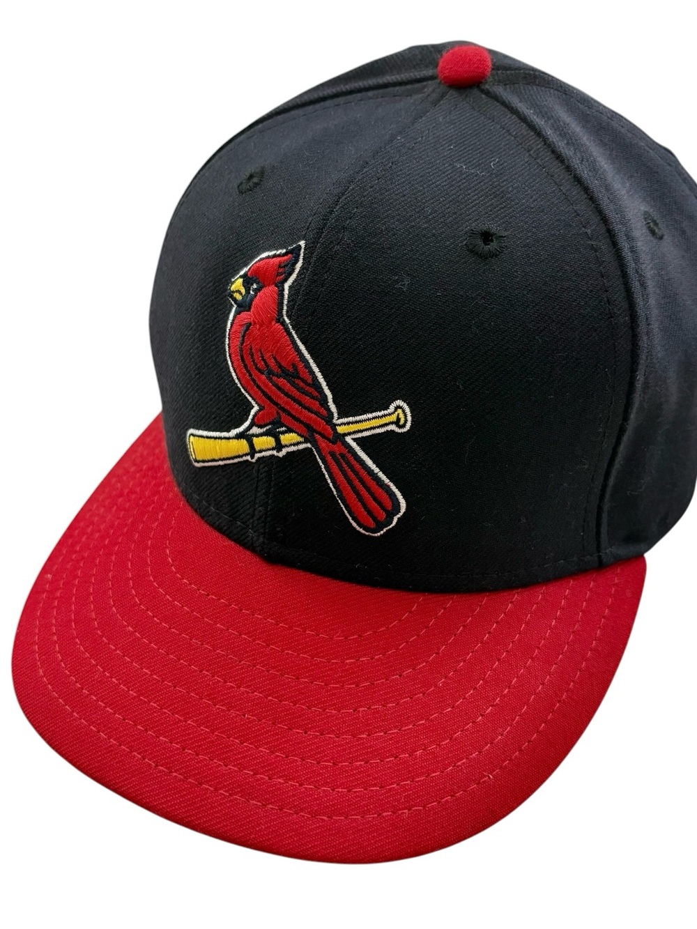 New Era St. Louis Cardinals MLB Fitted Cap Hat Black/Red Size 7 1/4